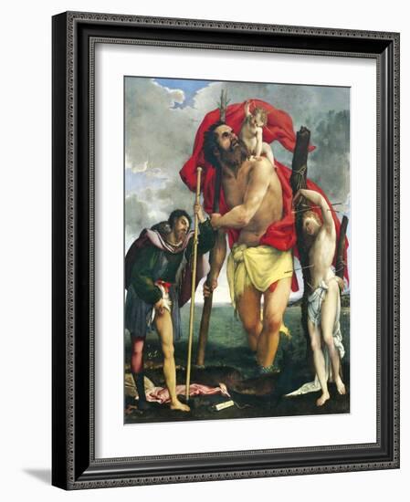 St Christopher Between Saints Rocco and Sebastian, 1532-1535-Lorenzo Lotto-Framed Giclee Print