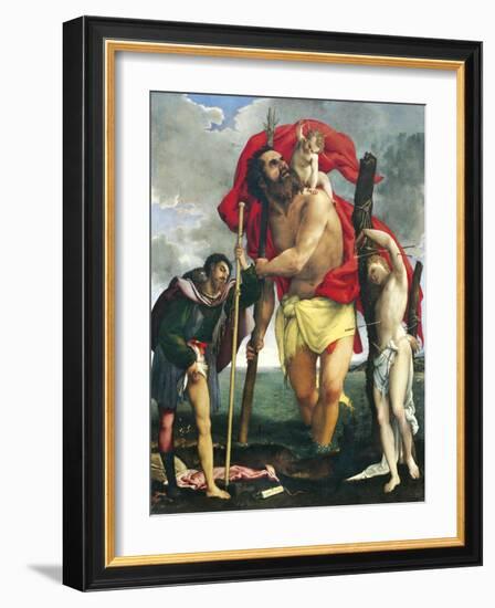 St Christopher Between Saints Rocco and Sebastian, 1532-1535-Lorenzo Lotto-Framed Giclee Print