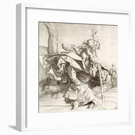 St Christopher Carrying the Christ Child-Lucas van Leyden-Framed Giclee Print