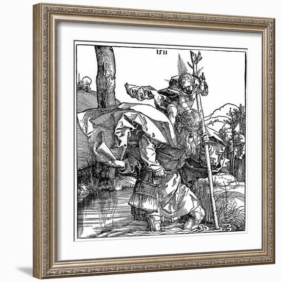 St Christopher Carrying the Infant Christ, 1511-Albrecht Durer-Framed Giclee Print