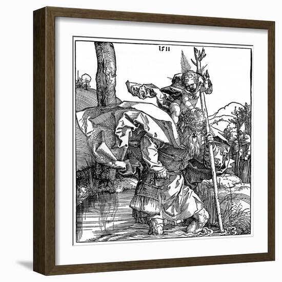 St Christopher Carrying the Infant Christ, 1511-Albrecht Durer-Framed Giclee Print