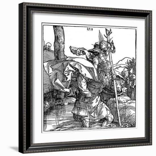 St Christopher Carrying the Infant Christ, 1511-Albrecht Durer-Framed Giclee Print