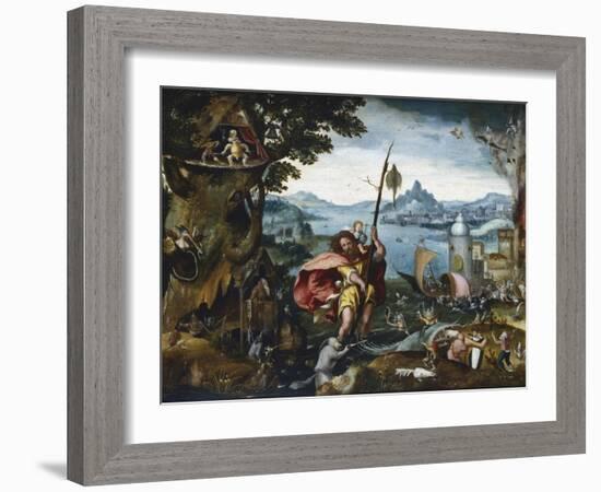 St Christopher Crossing the River, 1506-C1527-Jan De Cock-Framed Giclee Print