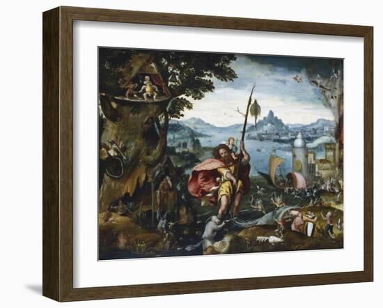 St Christopher Crossing the River, 1506-C1527-Jan De Cock-Framed Giclee Print