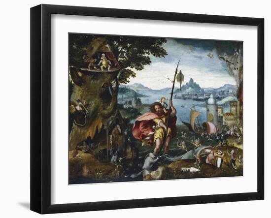 St Christopher Crossing the River, 1506-C1527-Jan De Cock-Framed Giclee Print