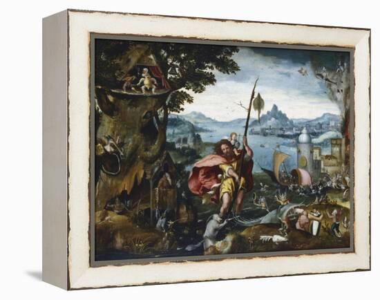 St Christopher Crossing the River, 1506-C1527-Jan De Cock-Framed Premier Image Canvas