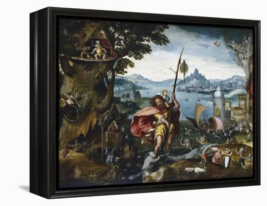 St Christopher Crossing the River, 1506-C1527-Jan De Cock-Framed Premier Image Canvas