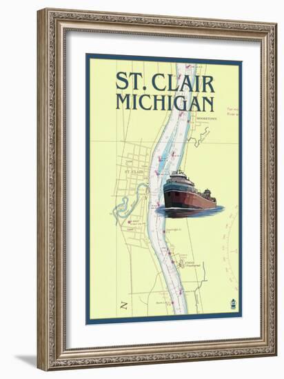 St. Clair, Michigan - Nautical Chart-Lantern Press-Framed Art Print