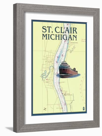 St. Clair, Michigan - Nautical Chart-Lantern Press-Framed Art Print