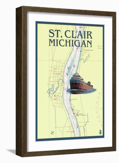 St. Clair, Michigan - Nautical Chart-Lantern Press-Framed Art Print