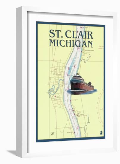 St. Clair, Michigan - Nautical Chart-Lantern Press-Framed Art Print