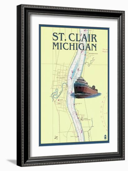 St. Clair, Michigan - Nautical Chart-Lantern Press-Framed Art Print