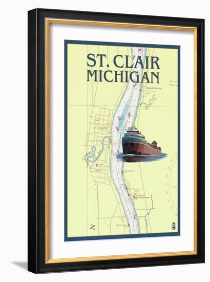 St. Clair, Michigan - Nautical Chart-Lantern Press-Framed Art Print