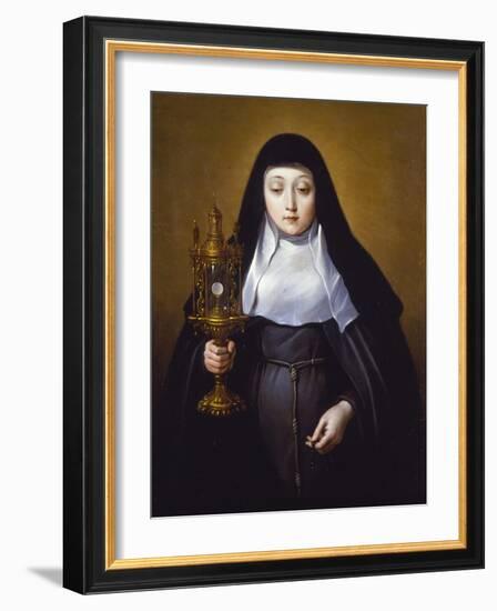 St Claire Holding a Monstrance with the Eucharist-Frans Luyckx Or Leux-Framed Giclee Print