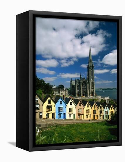 St. Coleman's Cathedral of Cobh Behind Colorful Row Houses-Charles O'Rear-Framed Premier Image Canvas