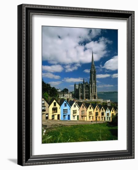 St. Coleman's Cathedral of Cobh Behind Colorful Row Houses-Charles O'Rear-Framed Photographic Print