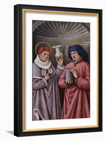 St. Cosmas and St. Damian, Patron Saints of Physicians and Apothecaries, Book of Hours-null-Framed Giclee Print