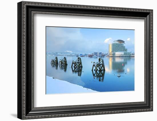 St. David's Hotel and Spa in snow, Cardiff, Bay, Wales, United Kingdom, Europe-Billy Stock-Framed Photographic Print