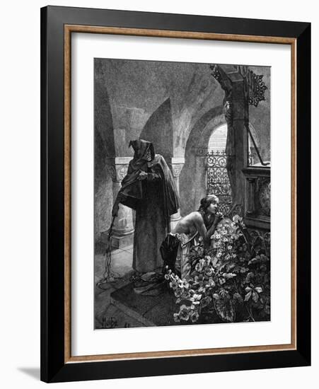 St Elisabeth Flagellated-Alphonse Mucha-Framed Art Print