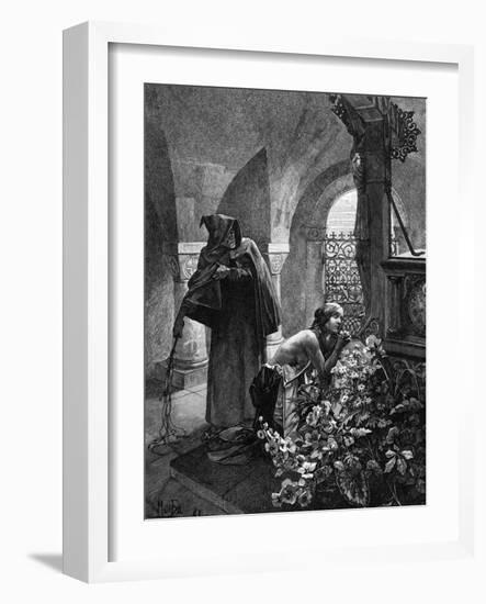 St Elisabeth Flagellated-Alphonse Mucha-Framed Art Print