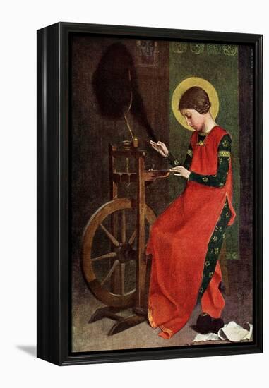 St Elizabeth of Hungary Spinning Wool for the Poor, 1901-Marianne Stokes-Framed Premier Image Canvas