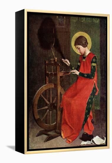 St Elizabeth of Hungary Spinning Wool for the Poor, 1901-Marianne Stokes-Framed Premier Image Canvas