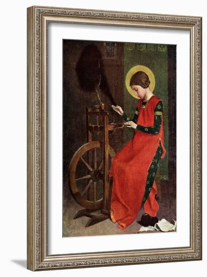 St Elizabeth of Hungary Spinning Wool for the Poor, 1901-Marianne Stokes-Framed Giclee Print