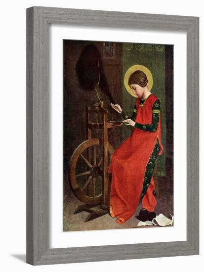 St Elizabeth of Hungary Spinning Wool for the Poor, 1901-Marianne Stokes-Framed Giclee Print