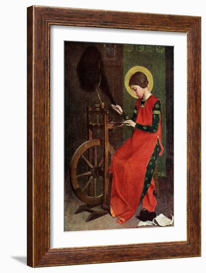 St Elizabeth of Hungary Spinning Wool for the Poor, 1901-Marianne Stokes-Framed Giclee Print