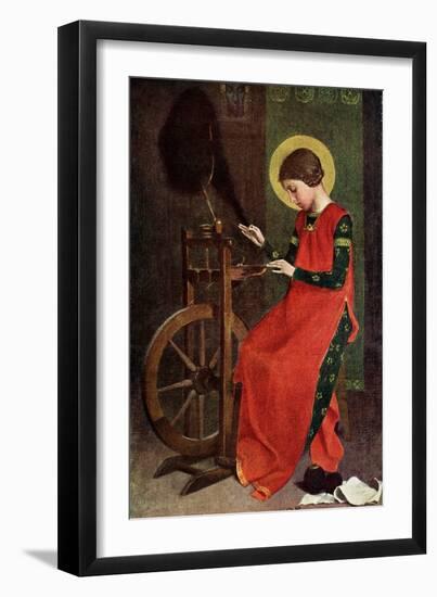 St Elizabeth of Hungary Spinning Wool for the Poor, 1901-Marianne Stokes-Framed Giclee Print