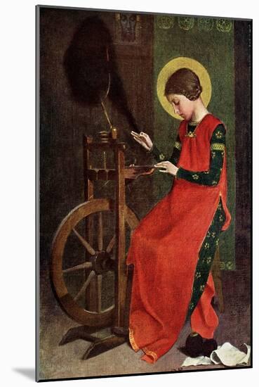 St Elizabeth of Hungary Spinning Wool for the Poor, 1901-Marianne Stokes-Mounted Giclee Print