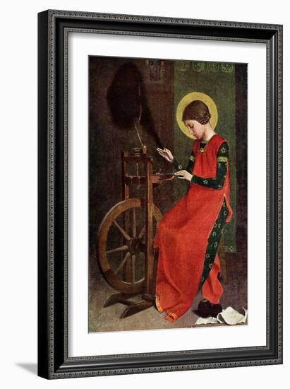 St Elizabeth of Hungary Spinning Wool for the Poor, 1901-Marianne Stokes-Framed Giclee Print