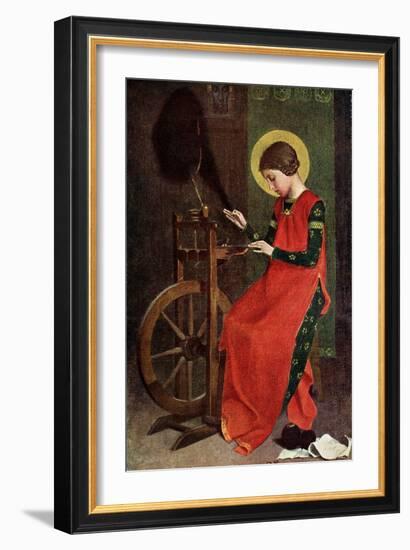 St Elizabeth of Hungary Spinning Wool for the Poor, 1901-Marianne Stokes-Framed Giclee Print