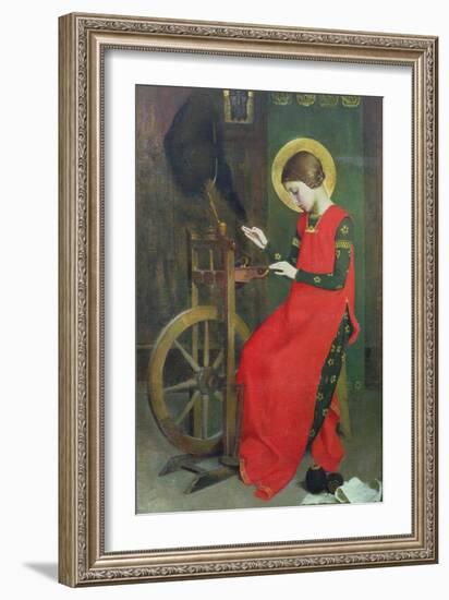 St. Elizabeth of Hungary Spinning Wool for the Poor, C. 1895-Marianne Stokes-Framed Giclee Print