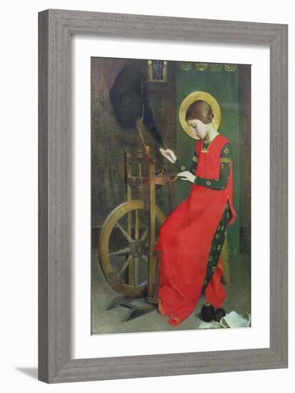 St. Elizabeth of Hungary Spinning Wool for the Poor, C. 1895-Marianne Stokes-Framed Giclee Print