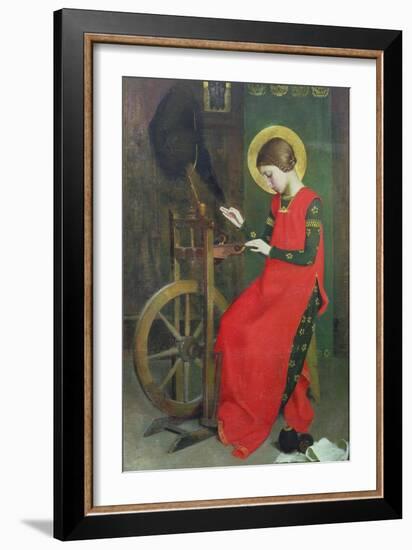 St. Elizabeth of Hungary Spinning Wool for the Poor, C. 1895-Marianne Stokes-Framed Giclee Print