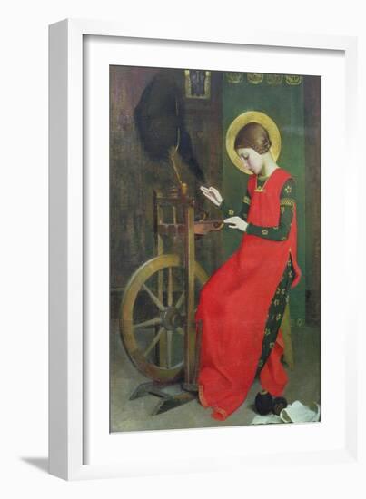 St. Elizabeth of Hungary Spinning Wool for the Poor, C. 1895-Marianne Stokes-Framed Giclee Print