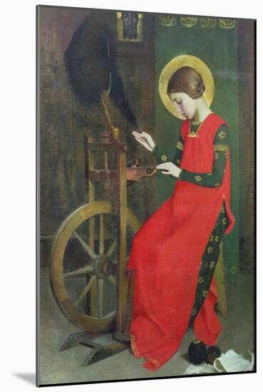 St. Elizabeth of Hungary Spinning Wool for the Poor, C. 1895-Marianne Stokes-Mounted Giclee Print