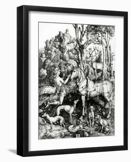 St. Eustace, 1501 (Engraving)-Albrecht Dürer-Framed Giclee Print