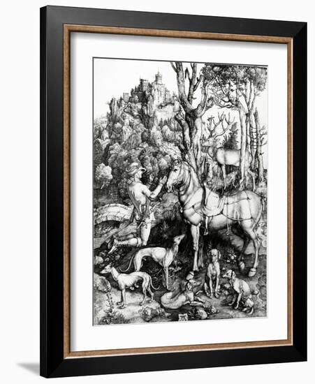 St. Eustace, 1501 (Engraving)-Albrecht Dürer-Framed Giclee Print