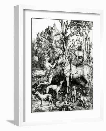 St. Eustace, 1501 (Engraving)-Albrecht Dürer-Framed Giclee Print