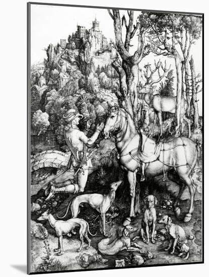 St. Eustace, 1501 (Engraving)-Albrecht Dürer-Mounted Giclee Print