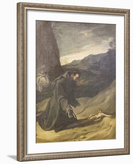 St Francis Adoring the Crucifix, C.1583-84-Lodovico Carracci-Framed Giclee Print