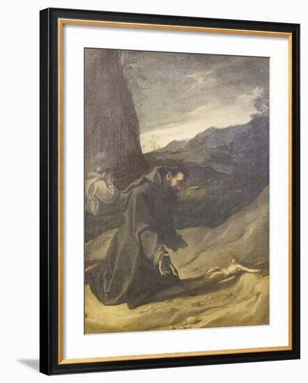 St Francis Adoring the Crucifix, C.1583-84-Lodovico Carracci-Framed Giclee Print