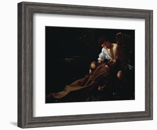 St Francis Being Comforted by an Angel after Receiving Stigmata-Caravaggio-Framed Giclee Print