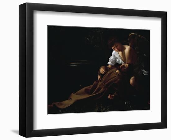 St Francis Being Comforted by an Angel after Receiving Stigmata-Caravaggio-Framed Giclee Print