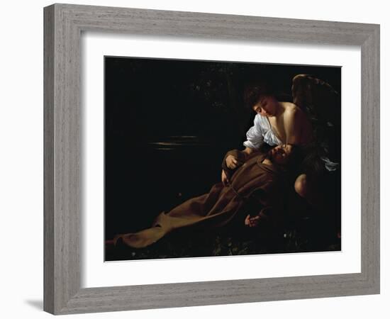 St Francis Being Comforted by an Angel after Receiving Stigmata-Caravaggio-Framed Giclee Print