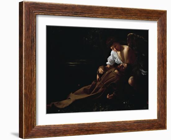 St Francis Being Comforted by an Angel after Receiving Stigmata-Caravaggio-Framed Giclee Print