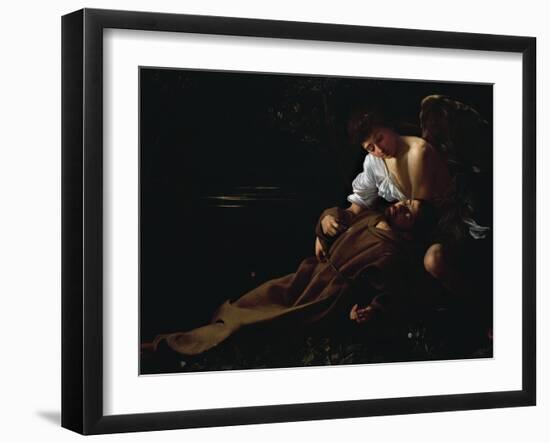 St Francis Being Comforted by an Angel after Receiving Stigmata-Caravaggio-Framed Giclee Print