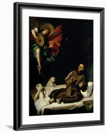 St. Francis Comforted by an Angel Musician-Francisco Ribalta-Framed Giclee Print